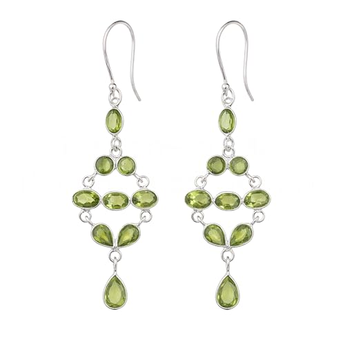 Boucles d'oreilles en péridot et argent 925 de 6,5 cm pour femme