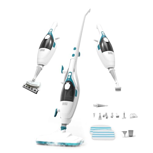 BLACK+DECKER 2-in-1 Steam Mop and Handheld Steam Cleaner, 1500W Electric Floor Steamer with 180° Swivel Steering, Fast 30s Heat-Up, Compact Foldable Storage, 13 Accessories for Tile & Hardwood Floors