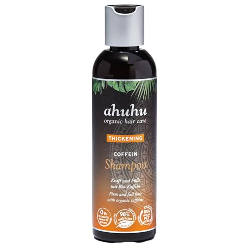 ahuhu COFFEIN THICKENING Shampoo (200ml) - Hair Growth Shampoo, Strengthens Hair & Scalp, With Caffeine & Rice Starch, Provides Instant Volume, Refreshing Mint, Free From Silicones & Microplastics