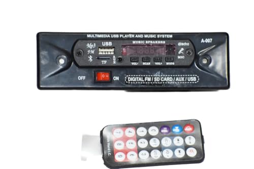 Image of Rashri 12V DC Bluetooth MP3 USB FM Music Player 4440 Single IC with in-Built Stereo Amplifier & Remote Control for E-Rickshaw, Bike, Car & Auto