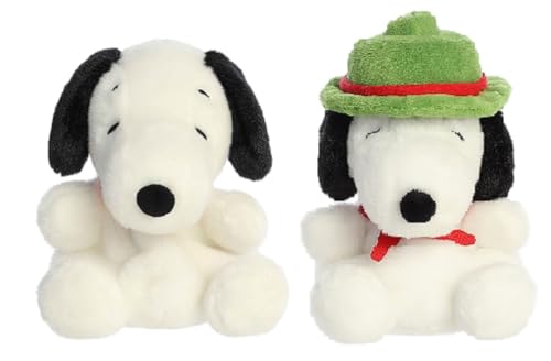 Aurora Paquete de 2 piezas de peluche Peanuts Palm Pal, Snoopy y Beagle Scout Snoopy, 5 pulgadas