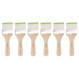 sourcing map 6 piccoli pennelli piatti da 5,1 cm, in nylon, con manico in legno, per pittura artistica fai da te, mobili, armadi, recinzioni, ponte, pareti, porte, colore: bianco