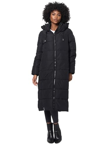 MARIKOO Damen Winterjacke Steppmantel lang gesteppter Mantel Winter Parka Jacke warm B985 [B985-Nadeshik-Schwarz-Gr.L]