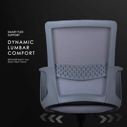 Image of Varaha Neer BIS Certified Office Chair | 5 Year Warranty| Curved Armrest & Smart Tilt Locking System|Dynamic Lumber Comfort & Class 4 Hydraulic Gas Lift Cylinder|Gaming Desk Chair for HOM|Grey