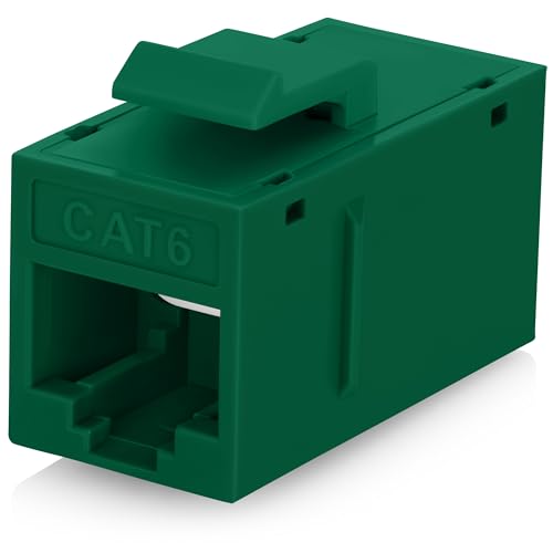 Everest RJ45 CAT6 Keystone Coupler in Green (12-Pack) – RJ45 Coupler – Cat6 Keystone Jacks