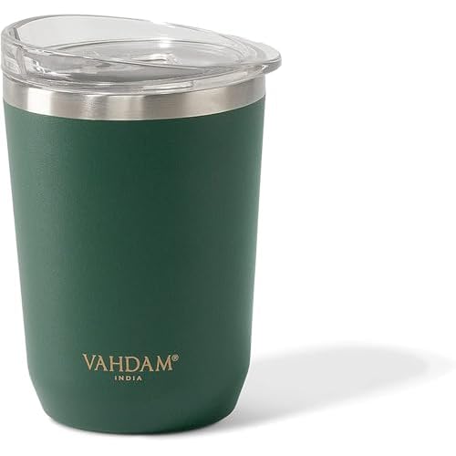 VAHDAM Ardour Taza termica de Acero Inoxidable (350ml) | Vaso termo cafe para llevar | Termo Reutilizable | Apto para Bebidas Frías/Calientes | ECOLÓGICA Y SOSTENIBLE | vasos termicos