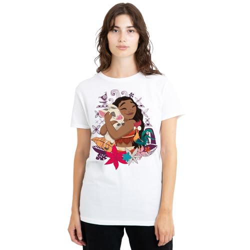 T-shirt Femme Moana Pua et Hei Hei en coton blanc coupe classique confortable