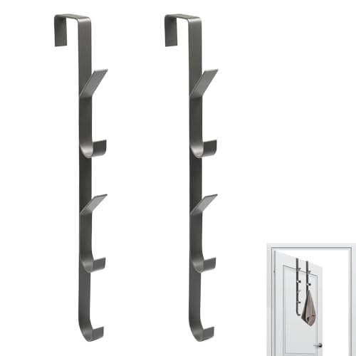 Aoyswuz 2 Piezas Colgador Vertical Sobre la Puerta 5 Ganchos Perchero para Puerta para Puertas con un Grosor de 4-4,4 cm