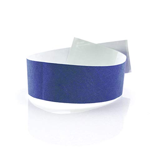 Fun Fan Line - 1.000 unidades Pulseras identificativas 25 mm de papel tyvek. Pulseras de control numeradas con cierre adhesivo. Intransferible y resistente al agua. (Azul)