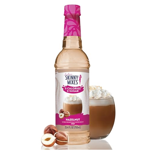 Jordan's Skinny Mixes Sugar Free Coffee Syrup, Hazelnut Coffee Flavoring Syrup, Zero Calorie Drink Mix, Lattes, Baking, Protein Shake or Cocktail, Dairy & Gluten Free, Kosher, 25.4 Fl Oz
