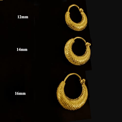 Image of SIVYAA Men's Single Piece Kaju Shape Bali Hoop Earrings | Pure 925 Silver | Size 10 mm to 16 mm | Textured Piercing Ear Ring | Bold Cool Look | Gift Item 4 Men Boys Kids | 6 Month Warranty, 1 Pcs
