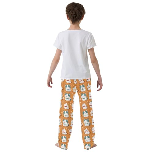 Orange Cat Cute 1 Long Pajama Pants Bottoms Soft Sleepwear with Pockets3