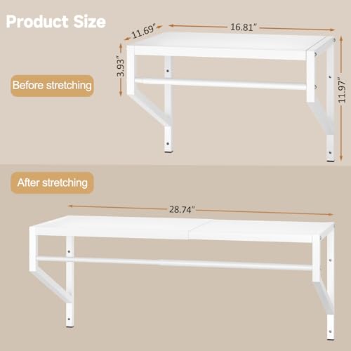 ThreeHio Expandable Closet Shelves Wall Mounted, 2 Pack Closet Shelving with Hanging Rods, Wall Shelving for Walk-in Closet, Hanging Shelves Organizer and Storage for Closet, Laundry by ThreeHio - Used condition - Image 3