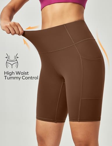 Ewedoos Biker Shorts Women Tummy Control Workout Shorts with 3 Pockets High Waisted Compression Gym Running Yoga Shorts Women