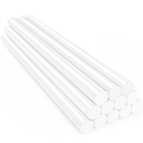 White Hot Glue Sticks Full Size, Enpoint 12 Pack 8" Long X 0.43" Dia Fbric Glue Sticks For Craft, Adhesive Hot Melt Glue Sticks For Crafting, Woodworking, Decoration, Bonding Repair, Wax Sealing #TOP11