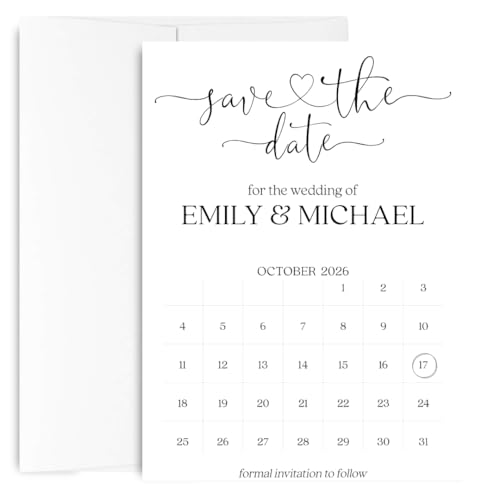 Save the Dates for Weddings Date Card Minimalist Calendar Design