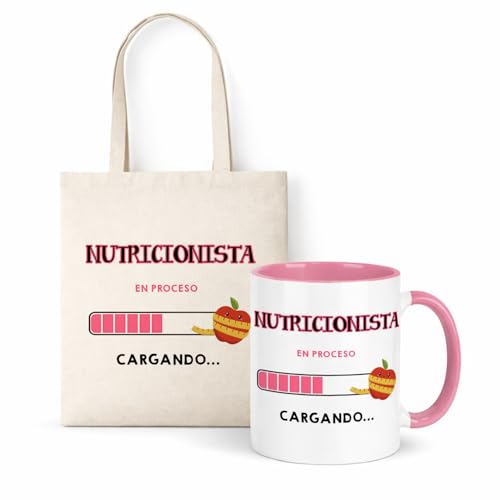 Kembilove® Taza + Bolsa Nutricionista Mujer | Regalo Original para Nutricionista | Set Personalizado de Salud y Alimentación | Idea de Regalo para Estudiantes y Profesionales de Nutrición