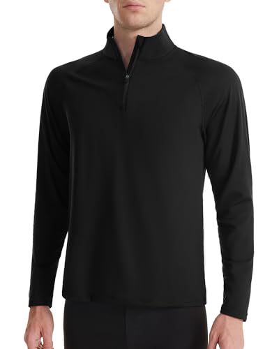 Runhit Men's Quarter Zip Fleece Pullover Thermal Running Shirts Lightweight Sweatshirt Long Sleeve Polo Shirt2