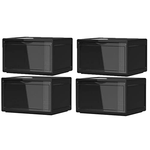 Boîtes à chaussures empilables en acrylique noir - Lot de 4