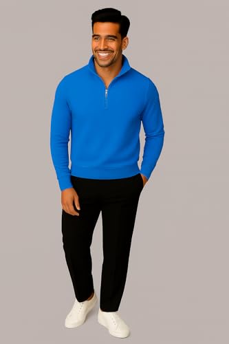 Image of Mack Jonney Men's Fleece Half-Zip High Neck Sweatshirt | Warm & Stylish Winter Wear -M4380