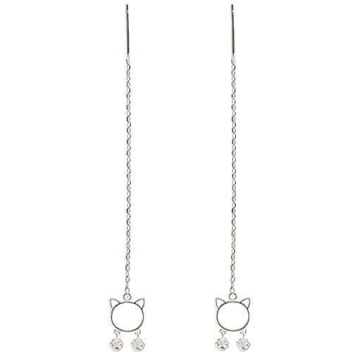 Preisvergleich Produktbild Ohrring 925 Sterling Silber Katze Kopfhörer Weibliches Temperament Ohrringe Einfach Hypoallergen Langes Zubehör Vielseitiger Schmuck