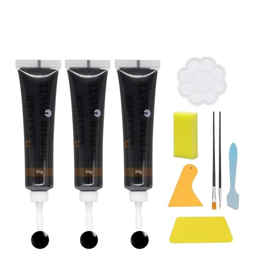 Cuero Liquido Reparador Negro 60g, Reparador Cuero Negro, Reparador de Cuero para Reparar Arañazos, Decoloraciones y Agujeros en Sofás de Cuero, Asientos de Coche, Zapatos, Carteras Cuero Sintético