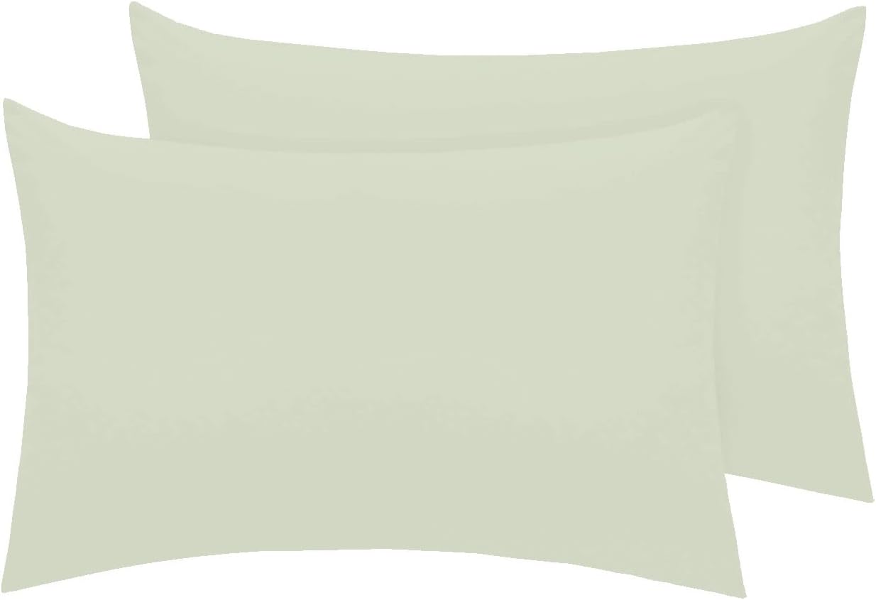 PizunaSmooth Fine Cotton Pillow Case 48 x 74 cm, Light Sage, 600 Thread Count Crispy Soft 100% Long Staple Cotton Sateen Weave Pillow Cover (Hotel Pillowcase Light Sage - 2 PC)