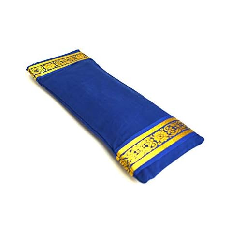 Yoga United 100% Cotton. Lavender and Linseed Eye Pillow for Yoga, Relaxation, Meditation, Travel and Gift or Tired Eyes, and Headaches - dark blue Cover
