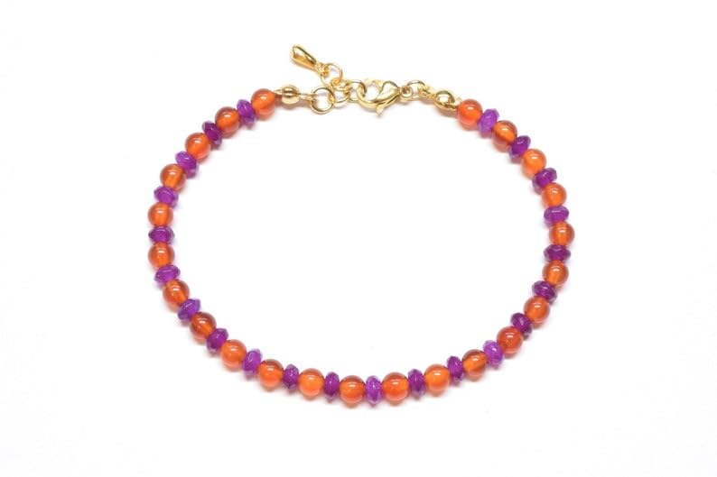 Bracelet en cornaline 4mm et argent fin, le cadeau d'anniversaire idéal