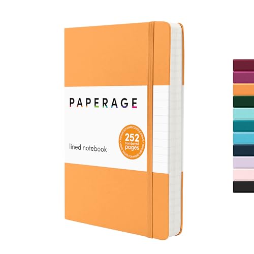 Image of PAPERAGE Lined Journal Notebook, (Marigold), 252 Pages, Medium 5.6 in x 8 in - 100 GSM Thick Paper - Hardcover Journaling Notebook for Work, School & Note Taking