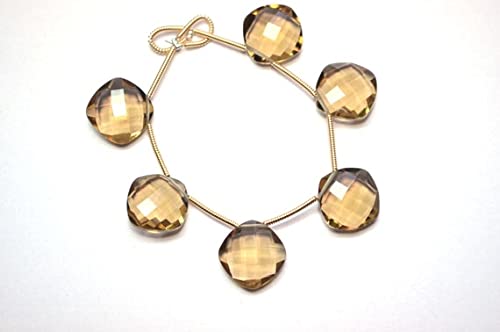 Champagne Quartz Faceted Cushion de 12mm, briolettes de qualité supérieure pour joaillerie
