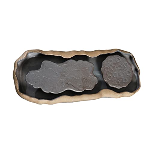 Ceramic Lotus Tea Ceremony Tray with Drain Water for Kung Fu Tea