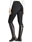 FitsT4 Sports Women's Full Seat Riding Tights with Zipper Pockets Horseback Riding Pants Equestrian Breeches for Women Black M