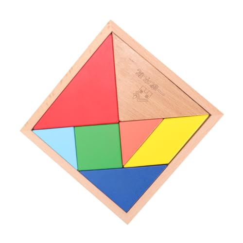 Beaupretty 1 Caja Tangram de Madera Educativo para Rompecabezas Geométrico Caja Didáctico para Desarrollo de Observación y Seguro con Pintura al Agua