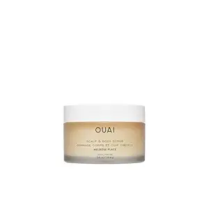 OUAI Scalp & Body Scrub Travel Size, Melrose Place - Exfoliating Body Scrub with Sugar & Coconut Oil Blend for Smooth, Moisturized Skin - Gentle for Removing Product Build Up (3.4 Oz)