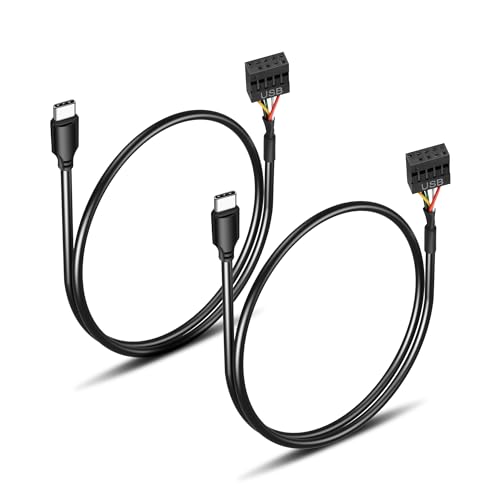 GINTOOYUN 2 PCS Motherboard Connector to Type-C Dupont Cable - 9 Pin Female Plug to USB-C Graphics Card Connection Cable for Chassis, Graphics Cards etc (19.6 Inch)