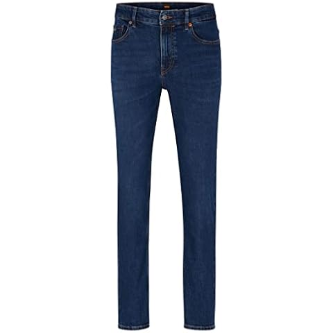 BOSS Herren Delano BC-C Blau marmorierte Slim-Fit Jeans aus bequemem Stretch-Denim Dunkelblau 36/36 Cover