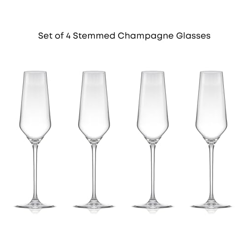 JoyJolt Champagne Glasses Layla Collection, Set of 4 – 6.7 oz Elegant Crystal Stemmed Champagne Flutes for Prosecco, Sparkling Wine, Mimosas, Cocktails, Weddings, Anniversaries, Parties - Image 5