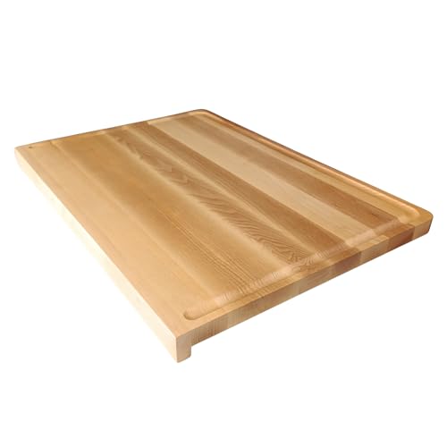 INNOVAHOME Backbrett Esche 50x35x2 cm - Profi Knetbrett & Nudelbrett Massivholz - Rutschfest mit Anschlagkante & Saftrille - Premium Eschenholz XXL