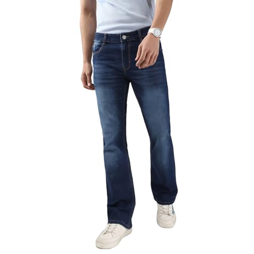 Image of Urbano Fashion Men's Stretch Fit Mid Rise Washed Bootcut Jeans Stretchable