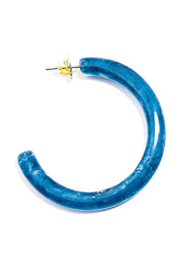 Zenzii Semi-Translucent Marbled Hoop Earring (Navy) #TOP1