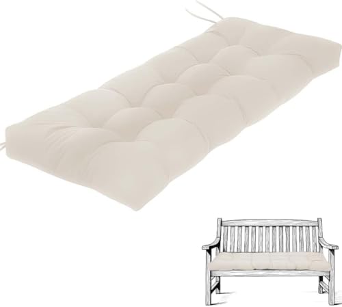 AQIGR Cojines para Bancos de Interior y Exterior, Cojín Blando con Base Antideslizante para Banco de Madera,Asientos de Sofa, Palets, Porche, Jardín, Terraza y Más(Beige,80x45cm/31x18in)