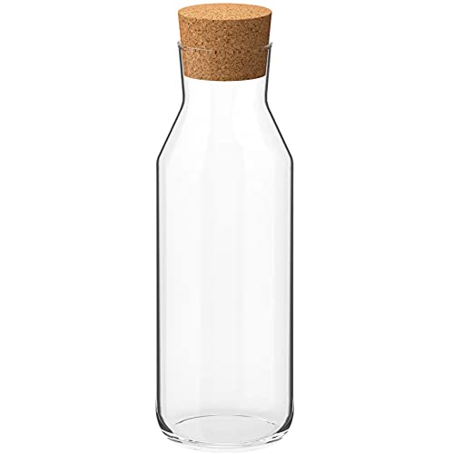 Image of IKEA 365+ Clear Glass Carafe with Cork Stopper, 34 oz (1L) - 2 Pack