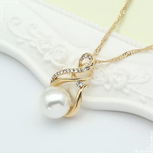 Colgante infinito chapado en oro y juego de joyas para mujer con perlas 3