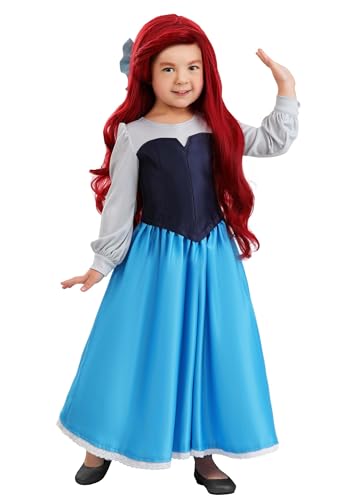 Disney The Little Mermaid Ariel Blue Dress Costume for Toddlers with Satin Dress & Bow - Officially Licensed 4T
