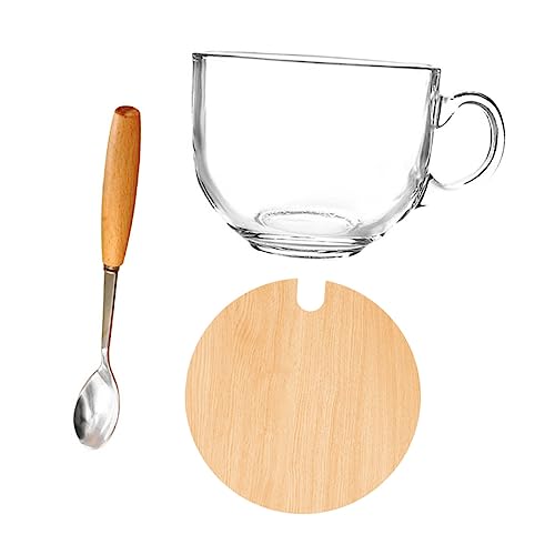 LckCryspho 透明ガラスマグカップ 401-500ml ? 蓋付き 耐熱設計 電子レンジ対応 オフィス ダイニング リビング対応