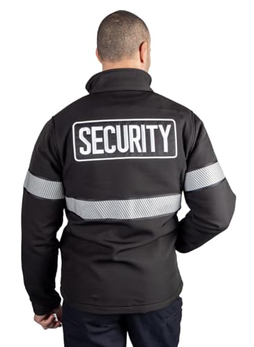 RYNO GEAR Reflective Security Soft Shell Jacket with Stripes and Side Zipper for Duty Belt Access4