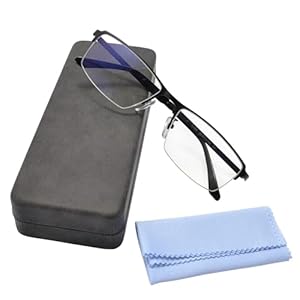 Computer Blue Light Blocking Glasses For Men Computer Gaming Glasses Metal Half Frame Clear Lens Eye Protection