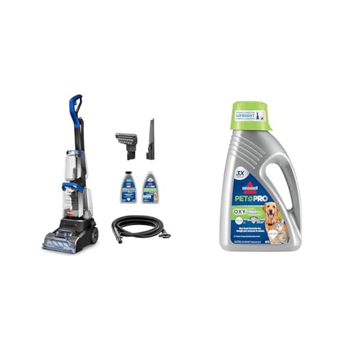 Image of Bundle of BISSELL TurboClean PET, Upright Carpet & Upholstery Cleaner, 3948 + Bissell Professional Pet Carpet Cleaner Shampoo, 48 Ounce, Silver
