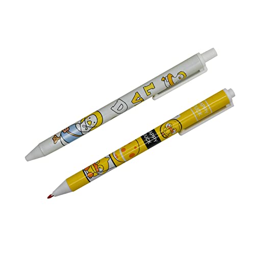 Lopenle 12Pcs Little Yellow Duck Print Pens Happy Lovely Duck Retractable Gel Pens Black Ink For Kids School Supplies Office Party Birthday. #TOP1